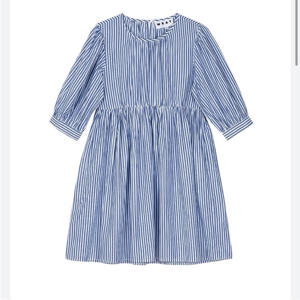 WRAY In the Mood for Blue Nan Dress Blue & White Stripe Cotton Knee High Dress